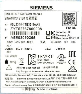 6SL3310-1TE33-8AA3 | Siemens AC Drives